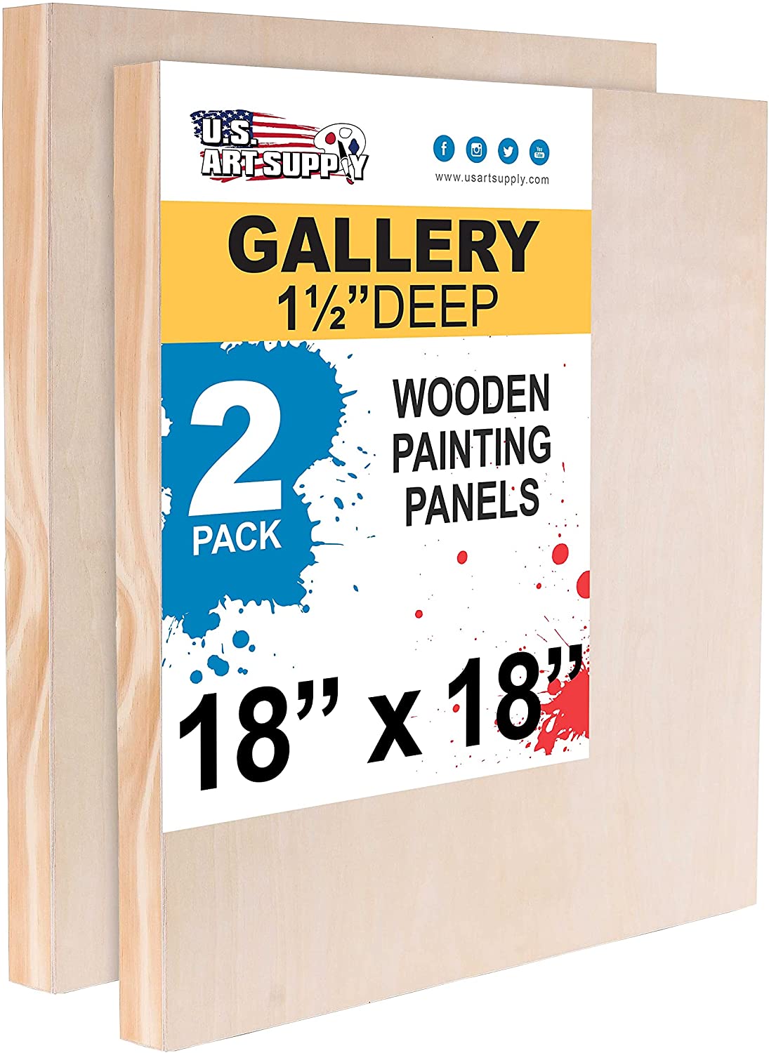 U.S. Art Supply 18 x18 Birch Wood Paint