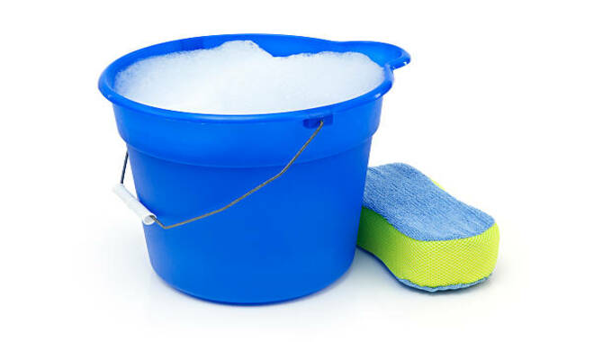 Use A Bucket And Water To Wet The Cloth Or Sponge.